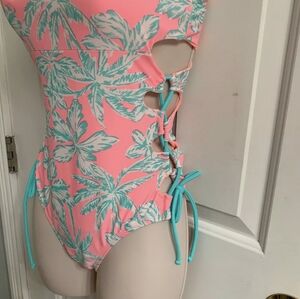 Floral Pink and Blue Swimsuit